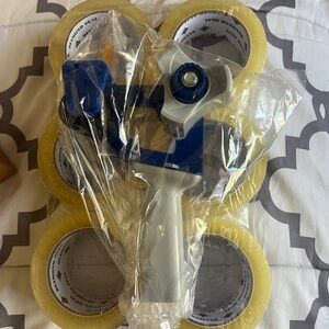 Clear shipping Tape and tape Dispenser gun with 6 Clear Tape Rolls. New